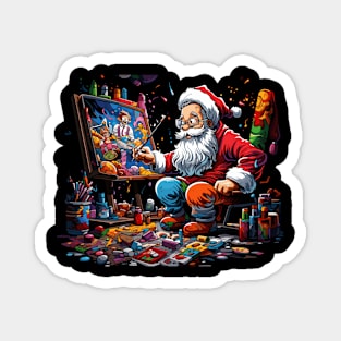 Art teacher Santa Painting Magnet