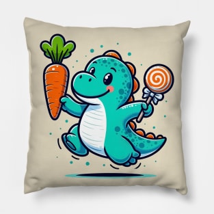 Dino Love Both Candy and Carrot Pillow