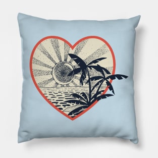 Sunset on tropical island (vintage coloured) Pillow