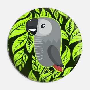 African Grey Parrot Pin