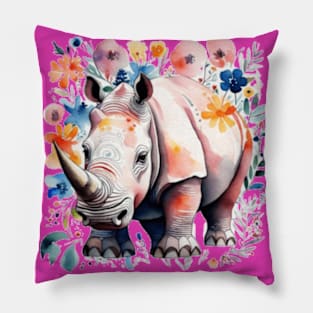 Floral rhino Pillow