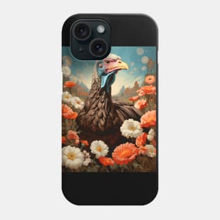 Retro Rustic Farm Turkey in the Flowers - Vintage Bird Art Phone Case