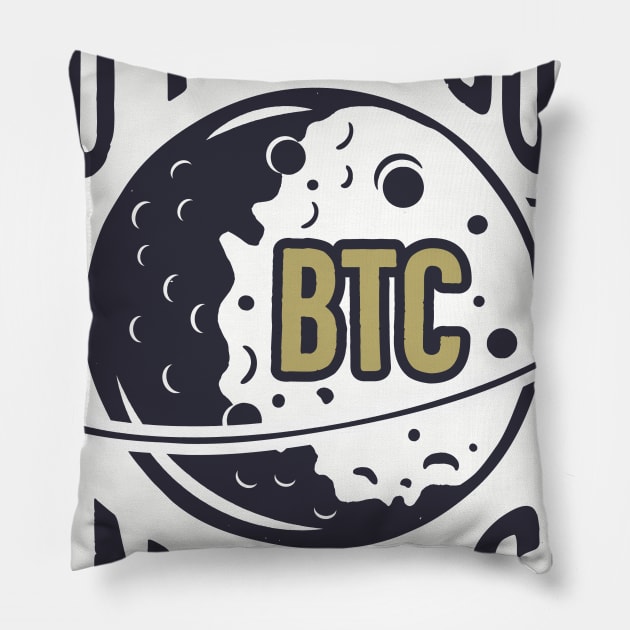 BTC: To The Moon And Back Pillow by Crypto Tees