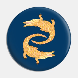 Crocodiles (Navy and Yellow Palette) Pin