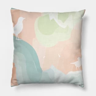 Modern Abstract Birds in Clouds Pillow