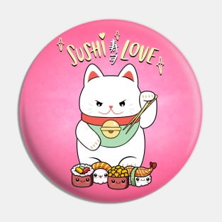 Lucky Cat loves Sushi Pin