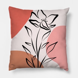 Abstract Botanical Dainty Line Flower Pillow