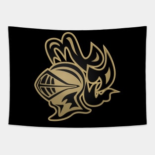 Knights Helmet in Black and Gold Tapestry