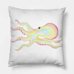 Playful Rainbow Octopus by The Color Worker Pillow