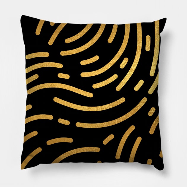 Black Gold colored abstract lines pattern Pillow by jodotodesign