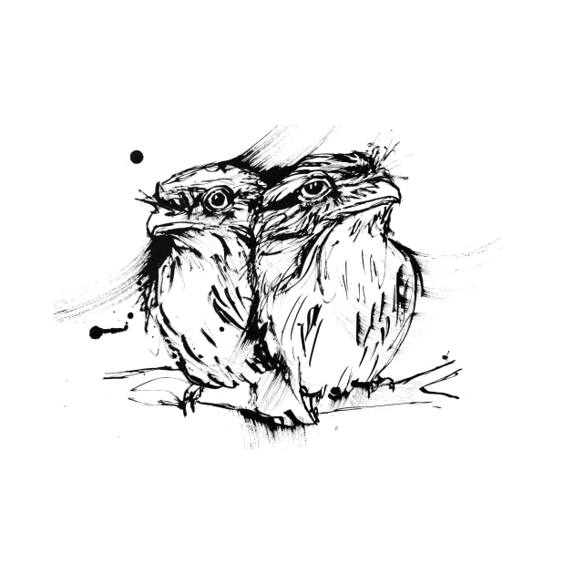 Unbounded Friendship -2 Tawny Frogmouth Owls by Running Duck Studio