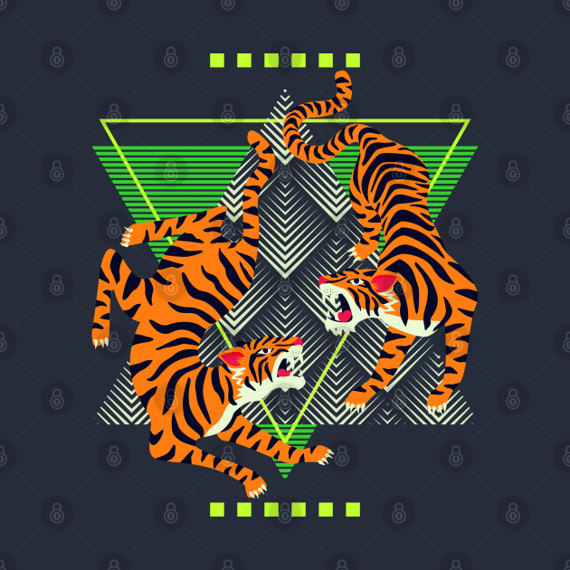 Double Tiger Retro Background by machmigo