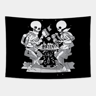 skeletons play chess Tapestry