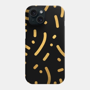 Black Gold colored abstract lines pattern Phone Case
