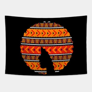 Afro Hair Woman with African Pattern, Black History Tapestry