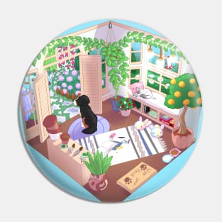 LoFi Rainy Day Sunroom Pin