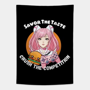 Burger gamer girl Tapestry