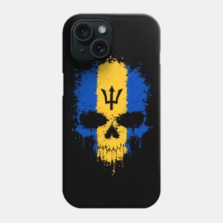 Chaotic Barbados Flag Splatter Skull Phone Case