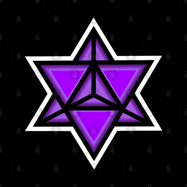 Merkaba Spiritual Symbol in Purple - Sacred Geometry Merkabah Shape - Merkaba by Bleeding Red Paint