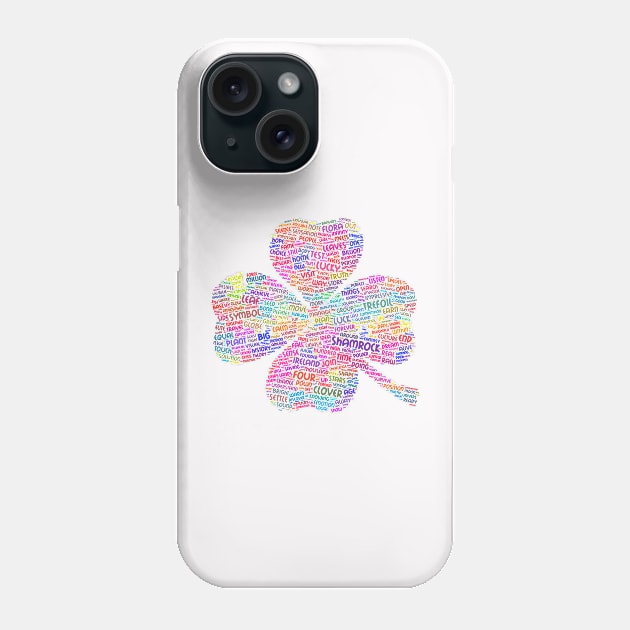 Shamrock Leaf Silhouette Shape Text Word Cloud Phone Case by Cubebox