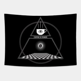 Coffee is Power Pyramid Conspiracy Tapestry