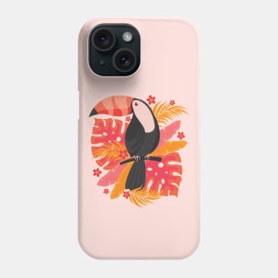 Toucan with Tropical Leaves and Flowers Phone Case