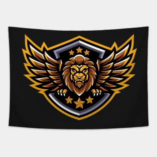 Winged lion illustration character Tapestry