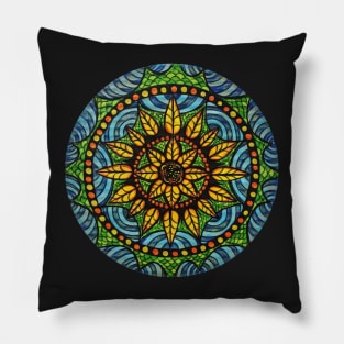 Sunflower Mandala Pillow