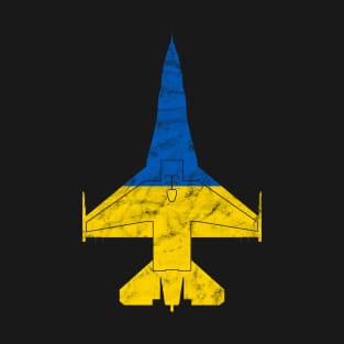 F-16 Jet Fighter Ukraine Flag Airplane Vintage Design T-Shirt