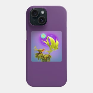 A.I. Generated Alien Plant with Bird and Blue Sun Phone Case