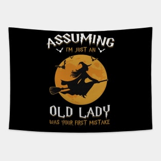 Vintage Witch Assuming I'm Just An Old Lady Was Your First Mistake For Women T-shirt Tapestry