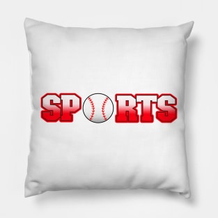 BASEBALL Style Sports Text Red Pillow