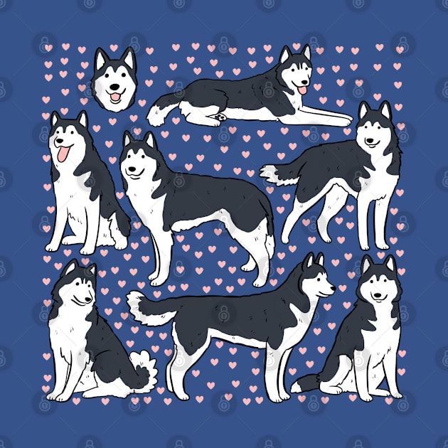 Husky siberian dog cute pattern by Yarafantasyart