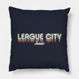 Retro League City Texas Pillow