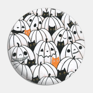 Cats in the White Pumpkin Patch Pin