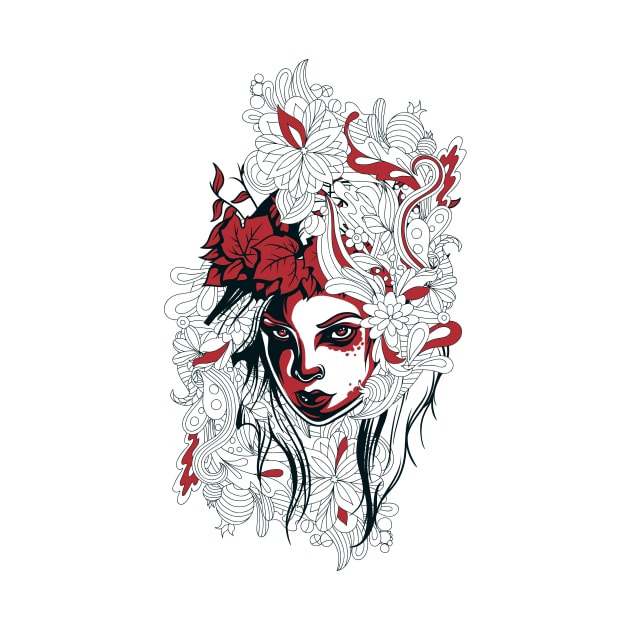 Lady Red Flowers by positivedesigners