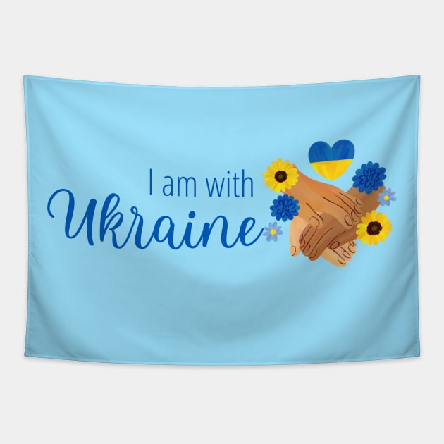 I am with Ukraine, design with heart, flowers and hands Tapestry by g14u