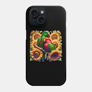 Eclectus Parrots Couple Male and Female with Sunflowers Phone Case