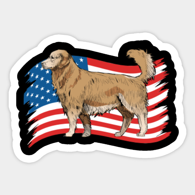 Golden Retriever Dog Usa Flag Shirt 4th Of July American Golden Retriever Dog Sticker Teepublic