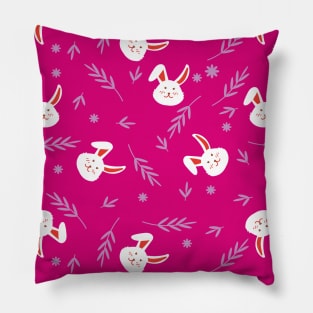 bunny with flower pattern Pillow