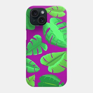 Monstera Plant Leaf Pattern (Plum Purple Background) Phone Case