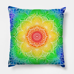 Rainbow Mandala Pillow