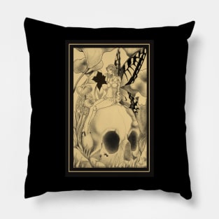 A fairy sitting on a skull Pillow