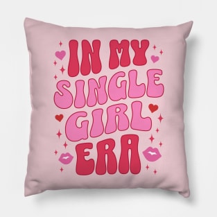 In My Single Girl Era Cute Retro Aesthetic Funny Valentines Day Back Print Pillow