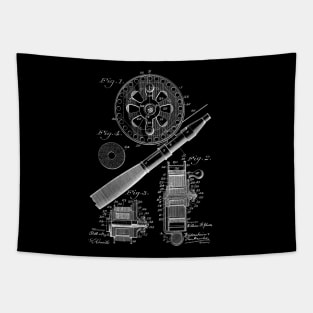 Fishing Reel Vintage Patent Drawing Tapestry