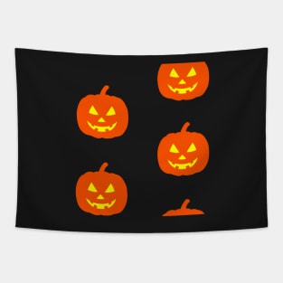 Rotund Glowing Jack-O-Lantern Tile (Blue) Tapestry