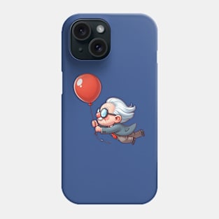 a grandfather flies using a balloon Phone Case