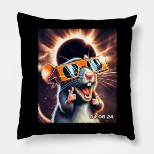 Lunar Observer: Rat Gazing at the Solar Eclipse Shirt Graphic Pillow