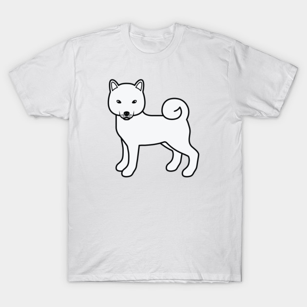 White Shiba Inu Cute Cartoon Dog Illustration