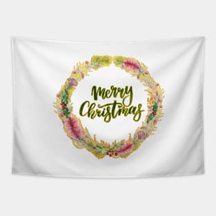 Merry Christmas - An Australian Native Floral Wreath Tapestry